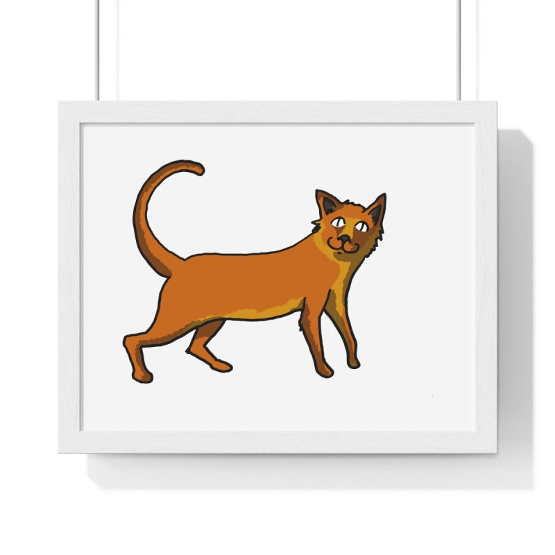 Poster enmarcado horizontal - Blanco - Camiseta Moix – gato naranja de paseo