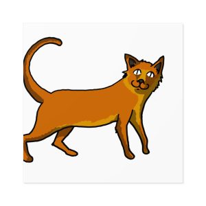 Pegatinas laminadas cuadradas - Camiseta Moix – gato naranja de paseo