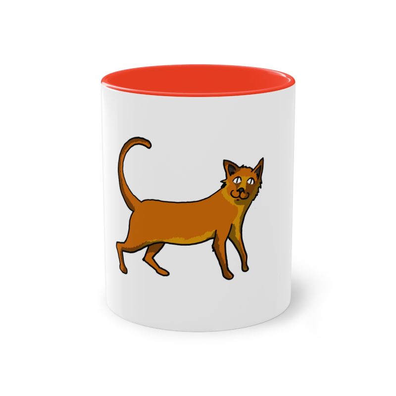 Taza bicolor - Rojo - Camiseta Moix – gato naranja de paseo
