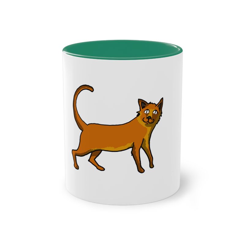 Taza bicolor - Verde oscuro - Camiseta Moix – gato naranja de paseo