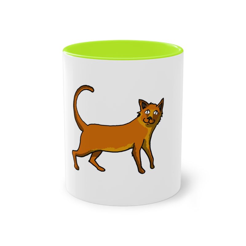 Taza bicolor - Verde claro - Camiseta Moix – gato naranja de paseo