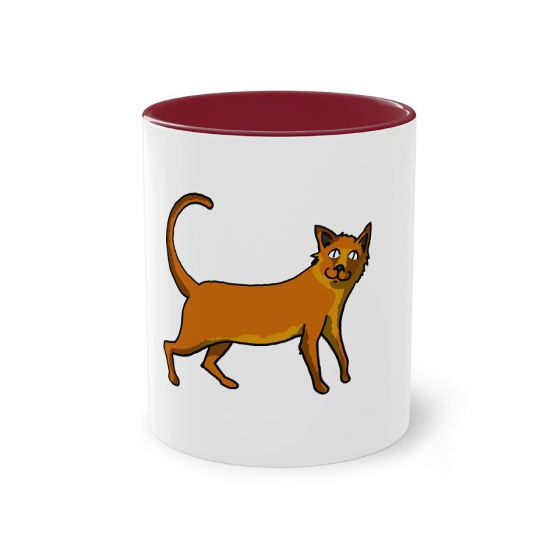 Taza bicolor - Granate - Camiseta Moix – gato naranja de paseo