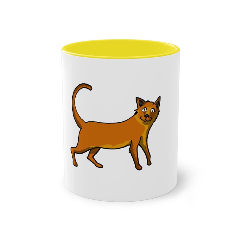 Taza bicolor - Amarillo - Camiseta Moix – gato naranja de paseo