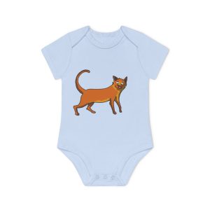 Body bebe manga corta organico - Azul empolvado - Camiseta Moix – gato naranja de paseo