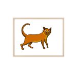 Poster con marco de madera - Marco de madera natural - Camiseta Moix – gato naranja de paseo