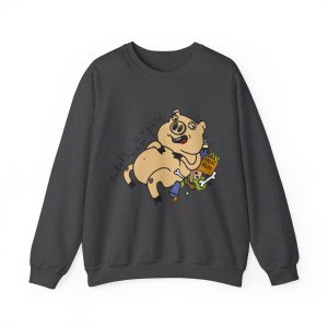 Sudadera cuello redondo - Gris oscuro jaspeado - Camiseta «Sadoll com porc»