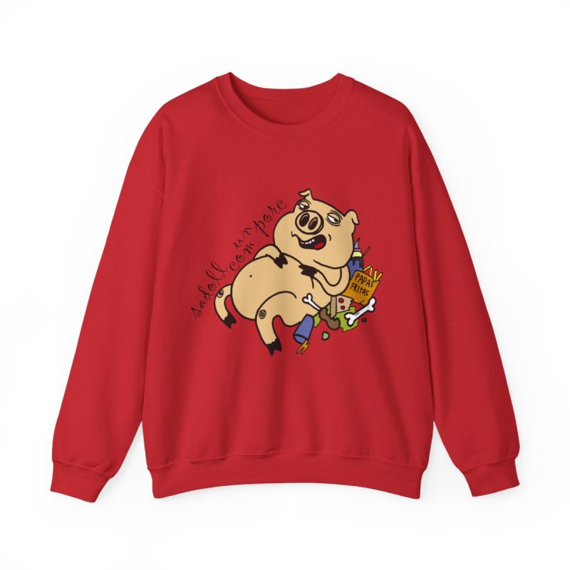 Sudadera cuello redondo - Rojo - Camiseta «Sadoll com porc»