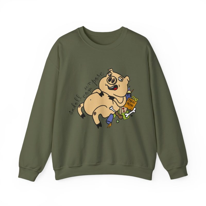 Sudadera cuello redondo - Verde militar - Camiseta «Sadoll com porc»