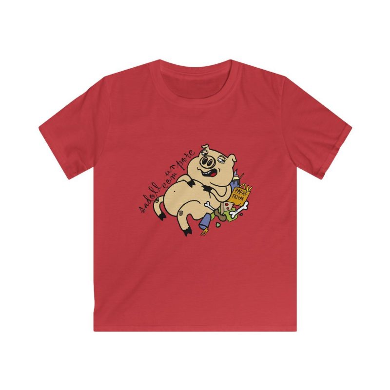 Camiseta infantil Softstyle - Rojo - Camiseta «Sadoll com porc»