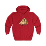 Sudadera con capucha y cremallera - Rojo fuego - Camiseta «Sadoll com porc»