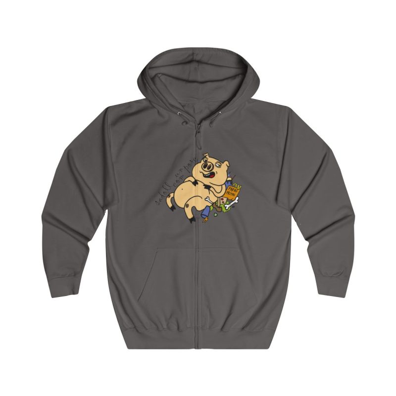 Sudadera con capucha y cremallera - Gris acero - Camiseta «Sadoll com porc»