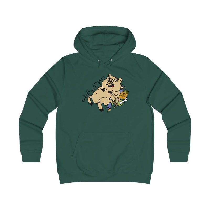 Sudadera universitaria mujer - Verde botella - Camiseta «Sadoll com porc» Sudadera universitaria mujer - Verde botella - Camiseta «Sadoll com porc»