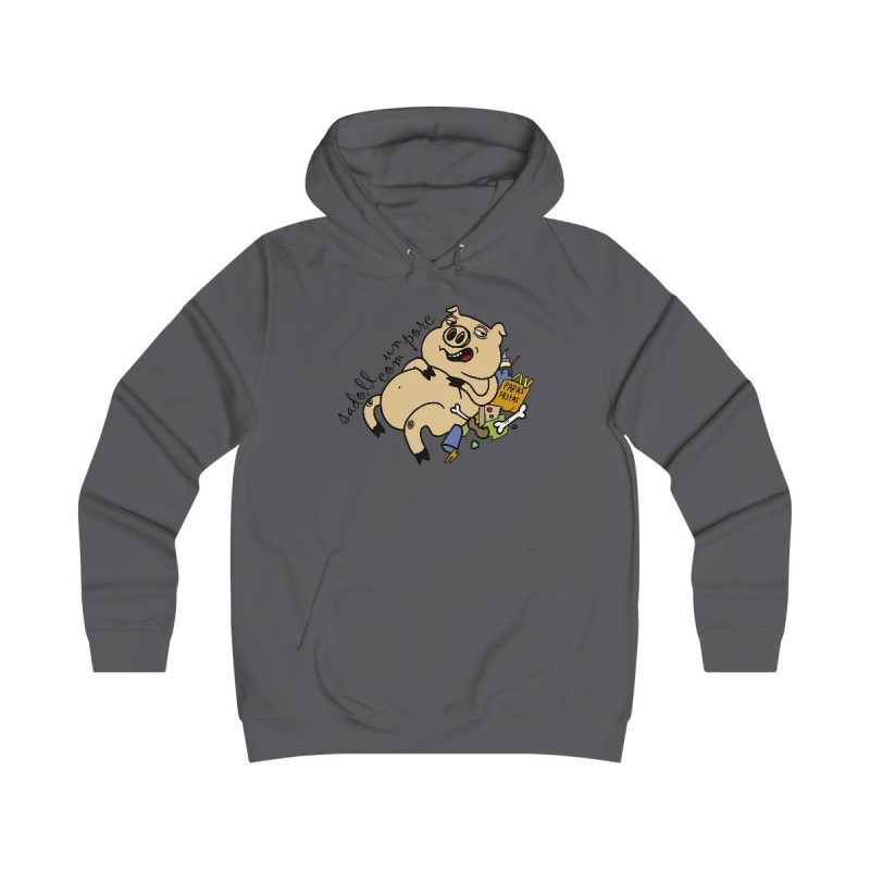 Sudadera universitaria mujer - Gris marengo - Camiseta «Sadoll com porc»