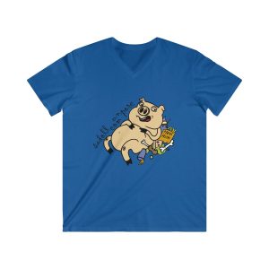 Camiseta hombre entallada cuello de pico - Azul royal - Camiseta «Sadoll com porc»