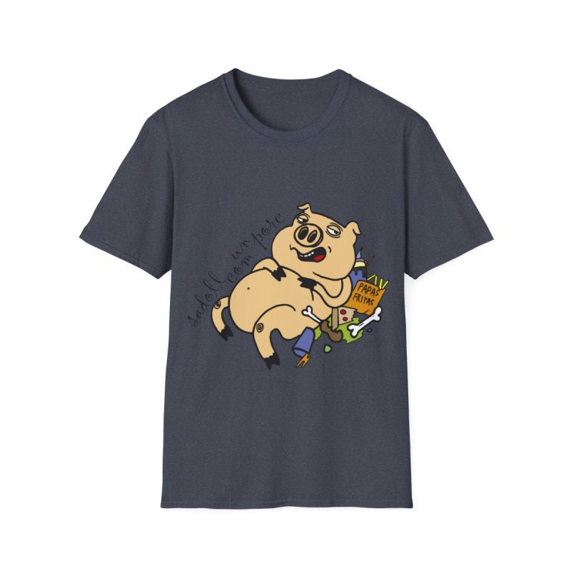 Camiseta Softstyle - Azul marino jaspeado - Camiseta «Sadoll com porc»