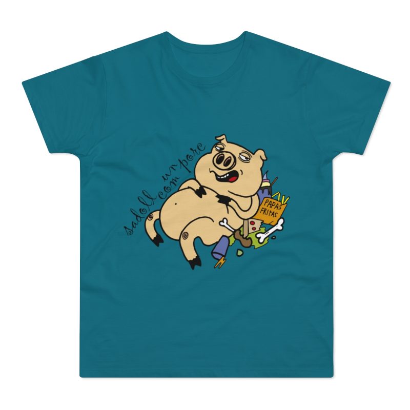 Camiseta hombre punto liso - Azul diva - Camiseta «Sadoll com porc»