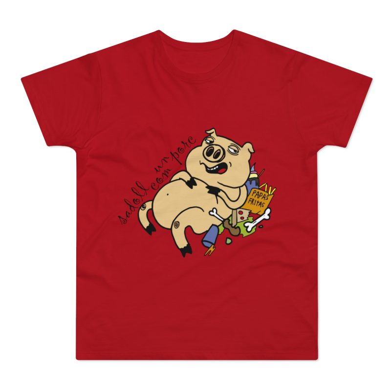 Camiseta hombre punto liso - Rojo - Camiseta «Sadoll com porc»