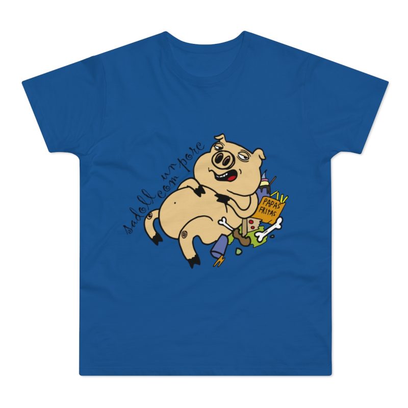Camiseta hombre punto liso - Azul royal intenso - Camiseta «Sadoll com porc»