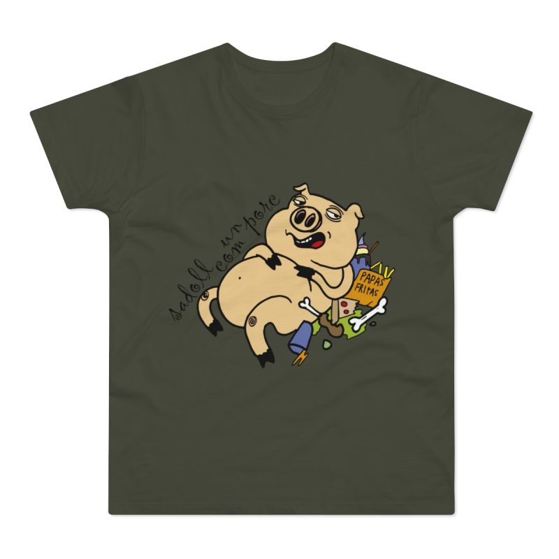 Camiseta hombre punto liso - Caqui urbano - Camiseta «Sadoll com porc»