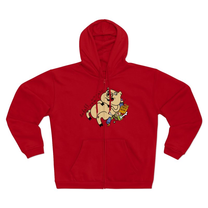 Sudadera capucha con cremallera premium - Rojo - Camiseta «Sadoll com porc»