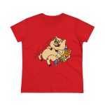 Camiseta mujer algodon medio - Rojo - Camiseta «Sadoll com porc» Camiseta mujer algodon medio - Rojo - Camiseta «Sadoll com porc»