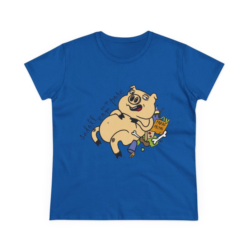 Camiseta mujer algodon medio - Azul royal - Camiseta «Sadoll com porc»