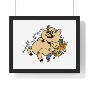 Poster enmarcado horizontal - Negro - Camiseta «Sadoll com porc»