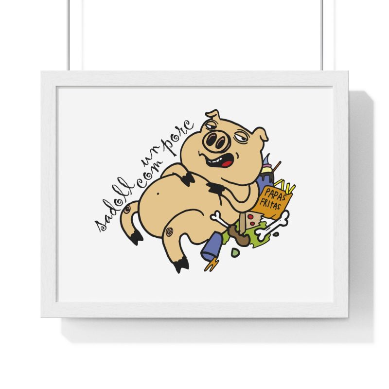 Poster enmarcado horizontal - Blanco - Camiseta «Sadoll com porc»