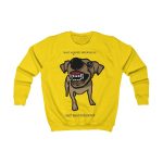 Sudadera infantil - Amarillo sol - Camiseta «Ca que ladra no mossega»