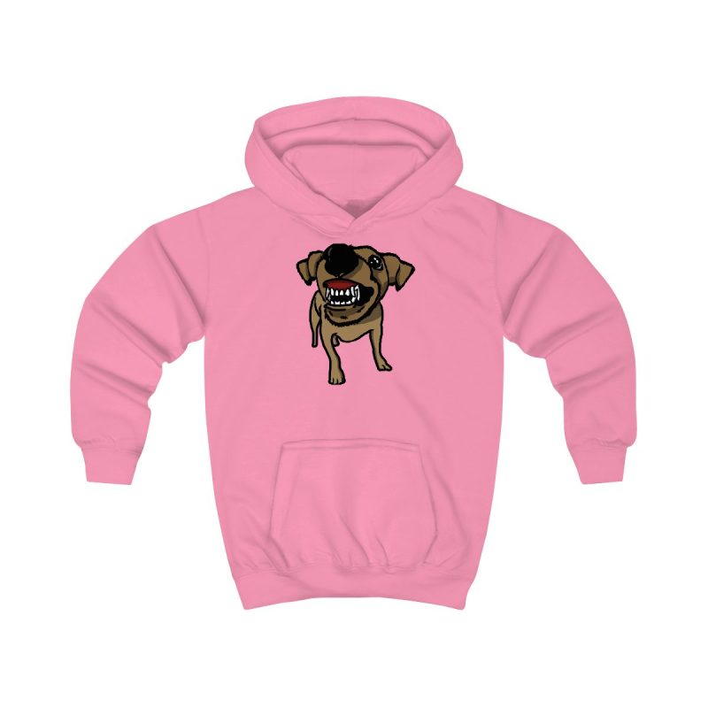 Sudadera con capucha infantil - Rosa algodon de azucar - Camiseta «Ca que ladra no mossega»