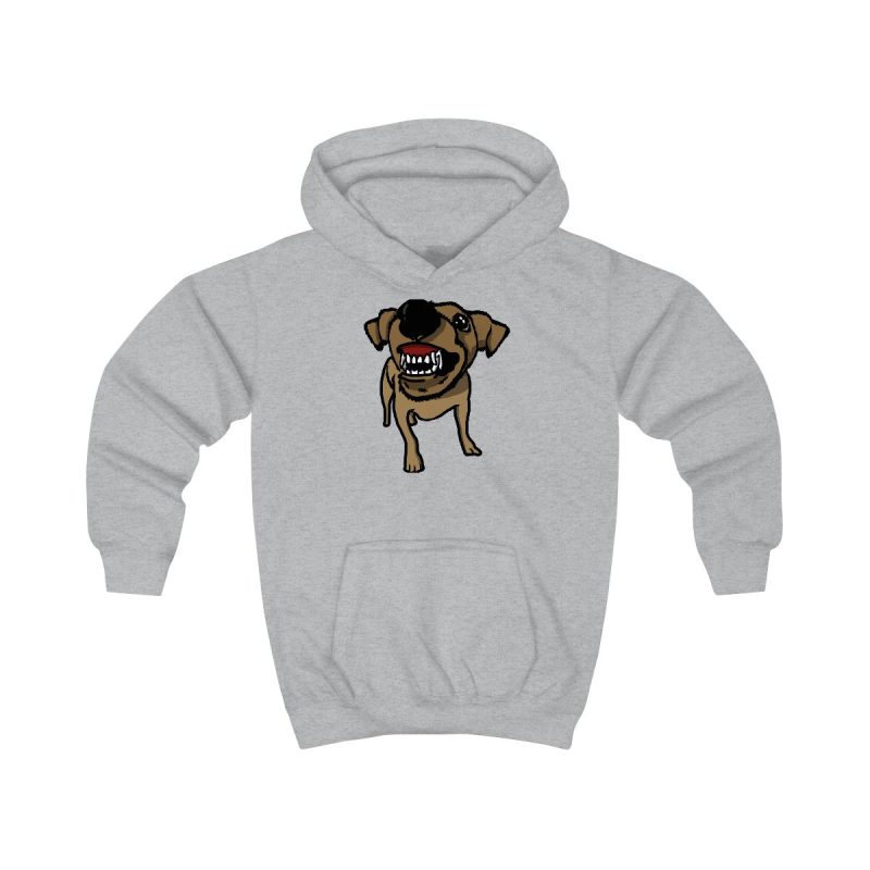 Sudadera con capucha infantil - Gris jaspeado claro - Camiseta «Ca que ladra no mossega»