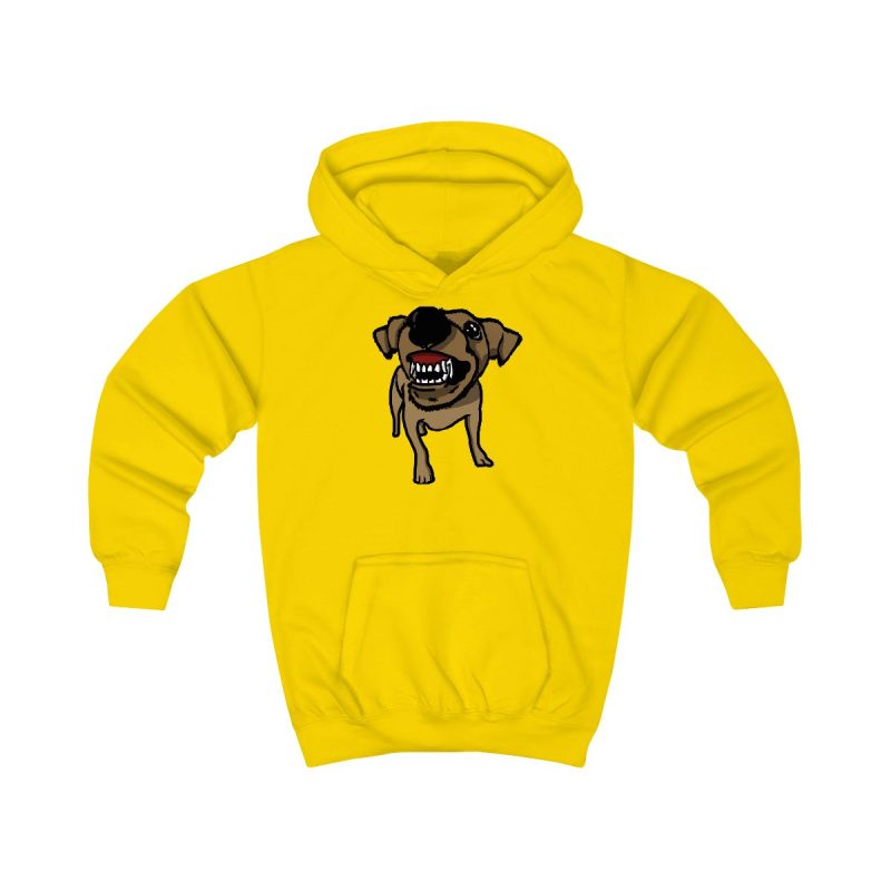 Sudadera con capucha infantil - Amarillo sol - Camiseta «Ca que ladra no mossega»