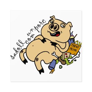 Pegatinas laminadas cuadradas - Camiseta «Sadoll com porc»