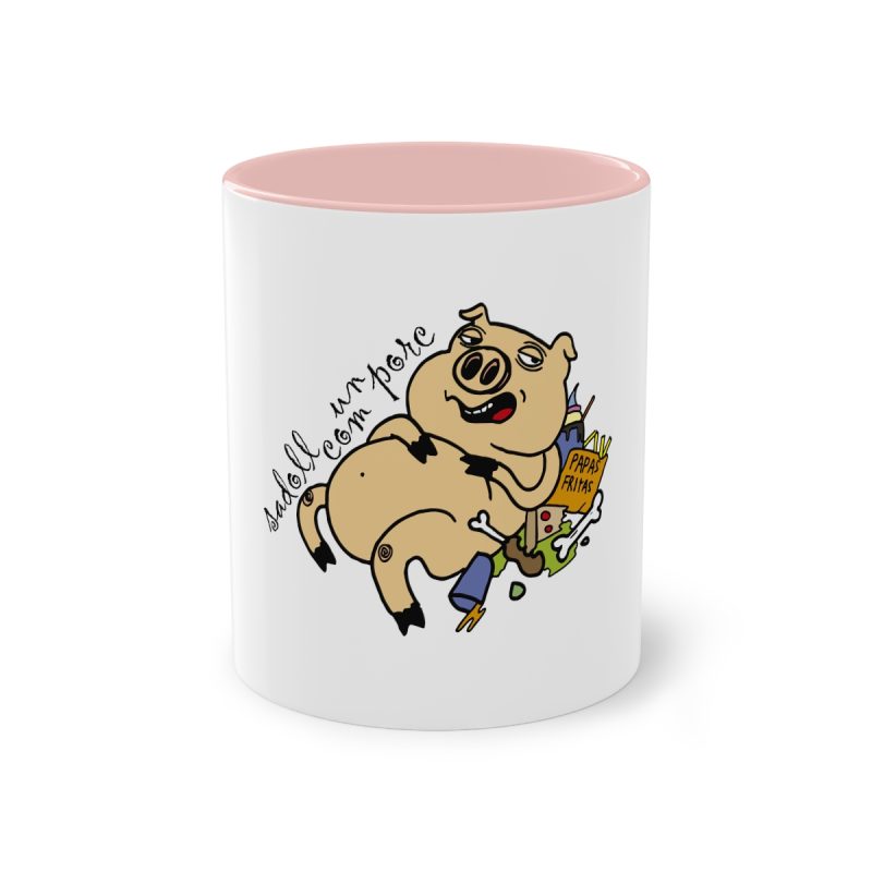 Taza bicolor - Rosa - Camiseta «Sadoll com porc»