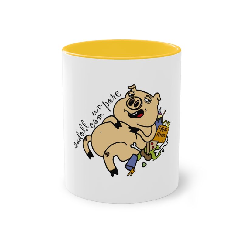 Taza bicolor - Amarillo dorado - Camiseta «Sadoll com porc»