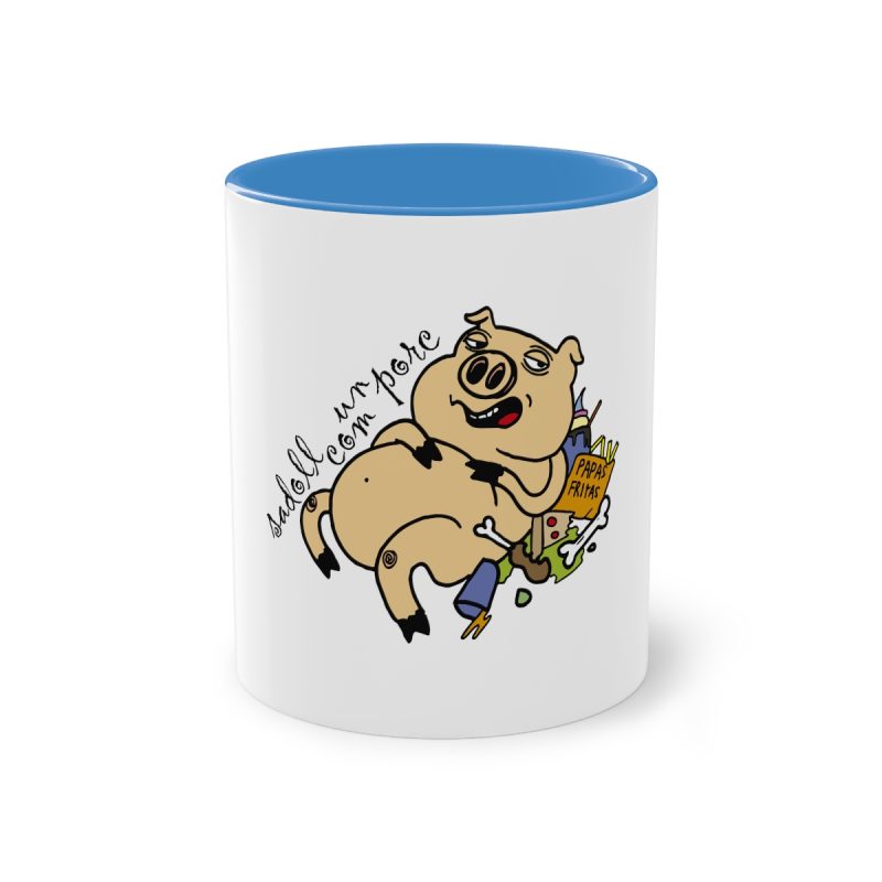 Taza bicolor - Azul claro - Camiseta «Sadoll com porc»