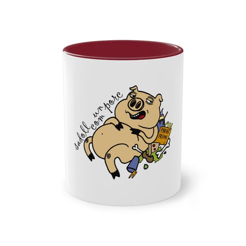 Taza bicolor - Granate - Camiseta «Sadoll com porc»