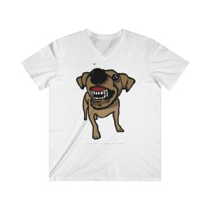 Camiseta hombre entallada cuello de pico - Blanco - Camiseta «Ca que ladra no mossega»