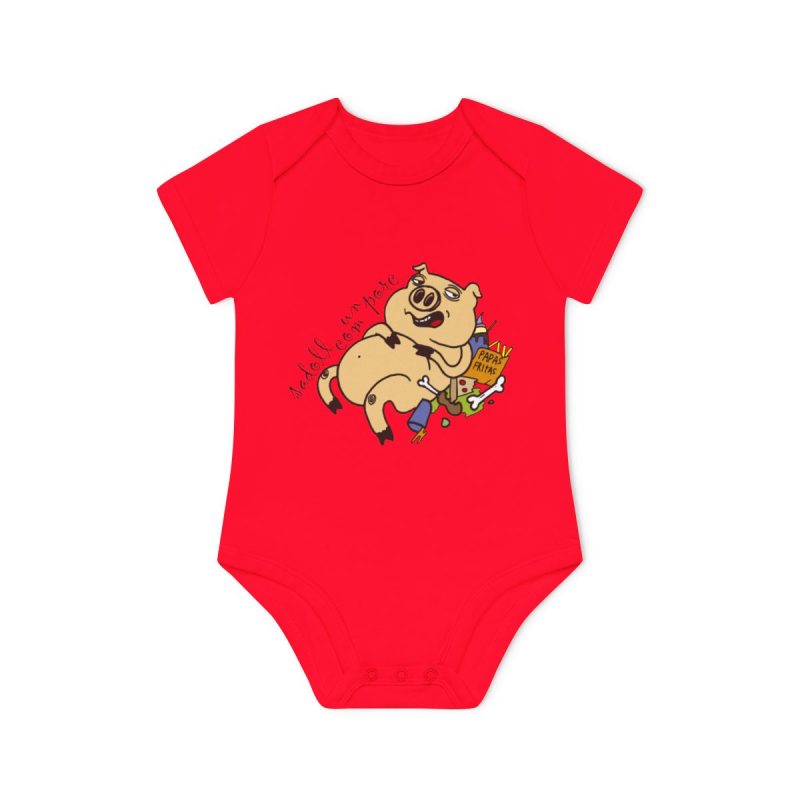 Body bebe manga corta organico - Rojo - Camiseta «Sadoll com porc»
