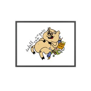 Poster con marco de madera - Marco negro - Camiseta «Sadoll com porc»
