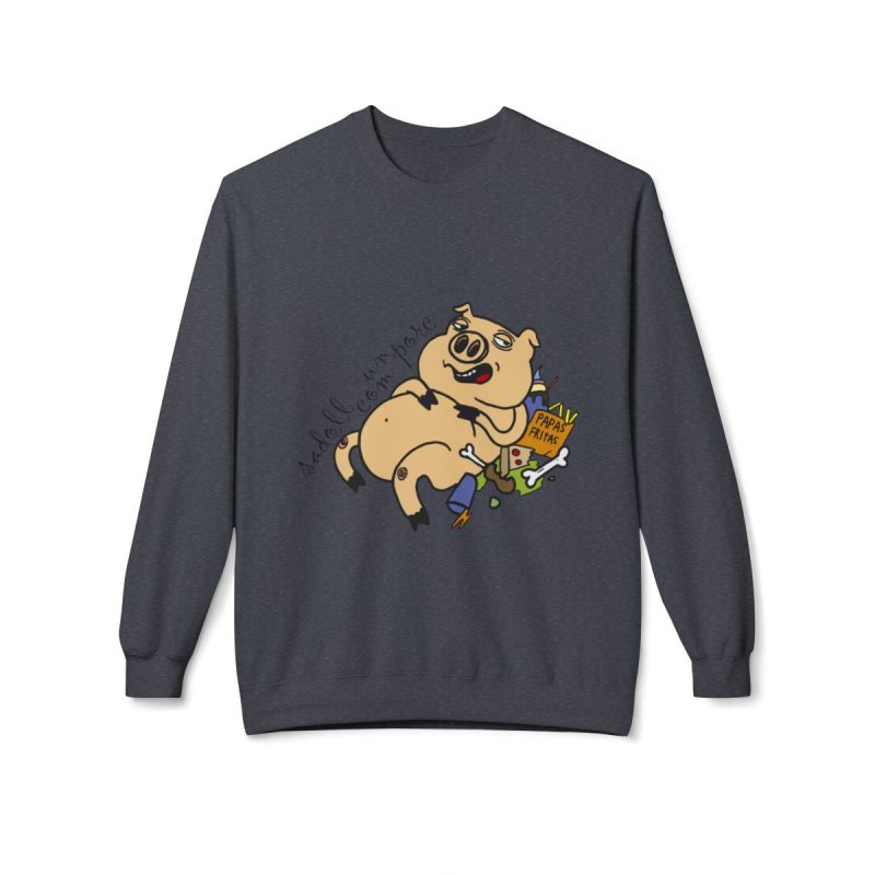 Sudadera Softstyle cuello redondo - Gris jaspeado oscuro - Camiseta «Sadoll com porc»