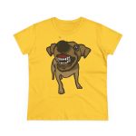 Camiseta mujer algodon medio - Amarillo margarita - Camiseta «Ca que ladra no mossega»
