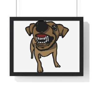 Poster enmarcado horizontal - Negro - Camiseta «Ca que ladra no mossega»
