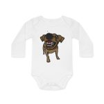 Body bebe manga larga organico - Blanco - Camiseta «Ca que ladra no mossega»