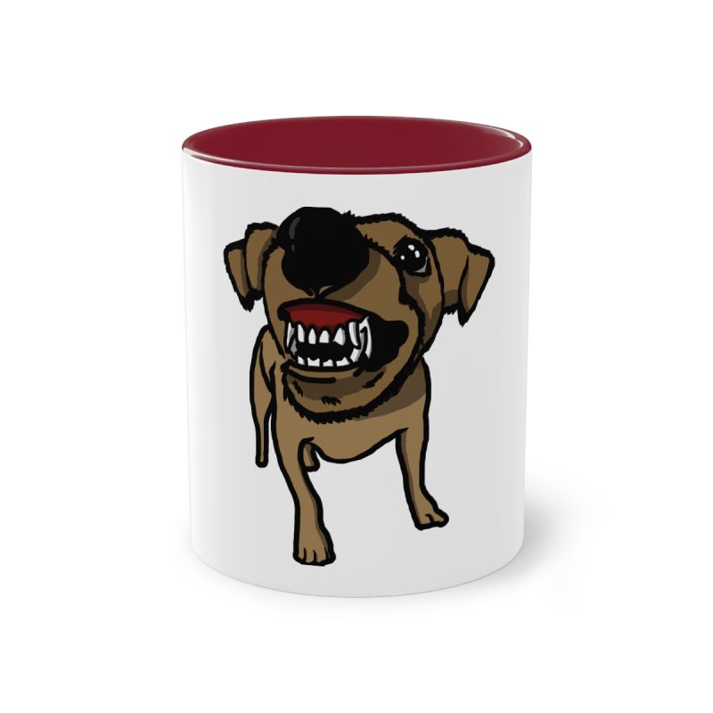 Taza bicolor - Granate - Camiseta «Ca que ladra no mossega»