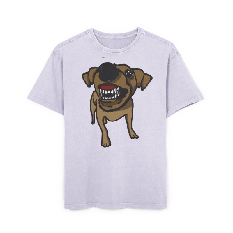 Camiseta oversize lavado acido - Lila suave - Camiseta «Ca que ladra no mossega»