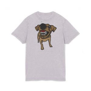 Camiseta lavado acido cuello redondo - Lila suave - Camiseta «Ca que ladra no mossega»