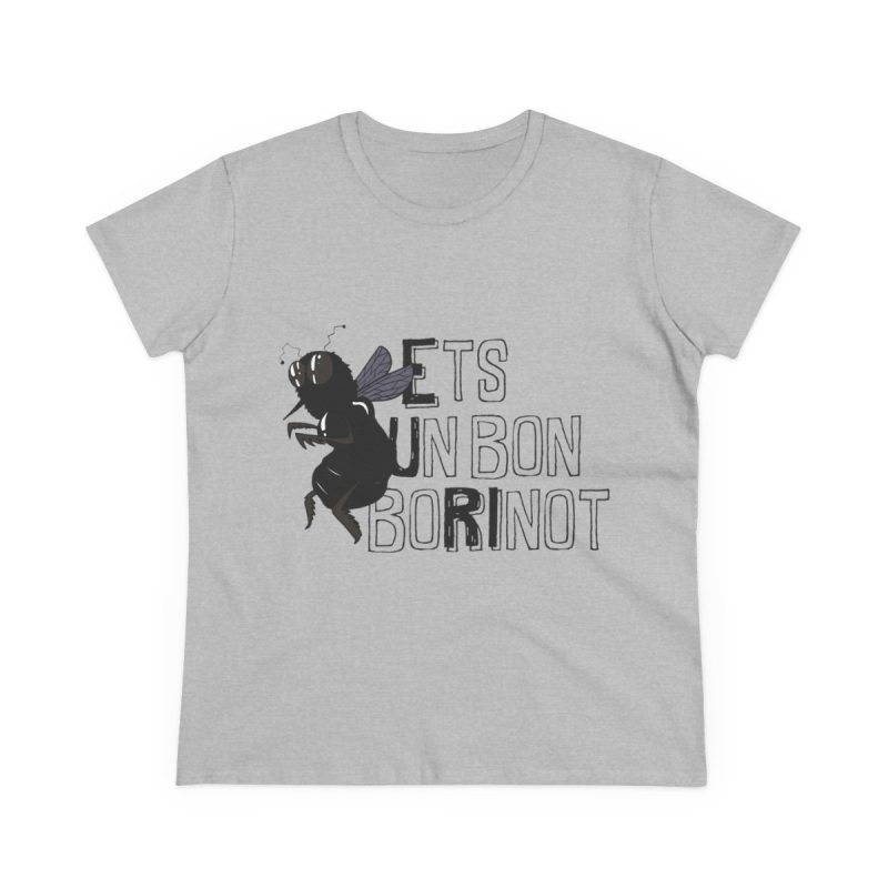 Camiseta mujer algodon medio - Gris deportivo - Camiseta «Ets un bon borinot»