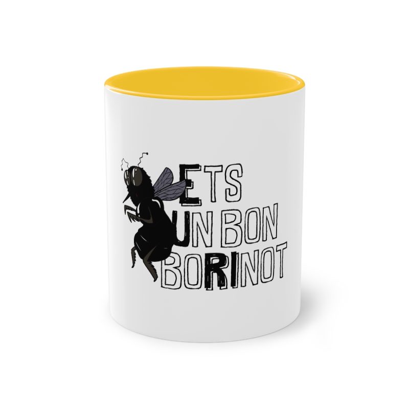 Taza bicolor - Amarillo dorado - Camiseta «Ets un bon borinot»