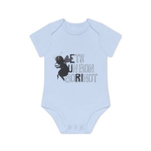 Body bebe manga corta organico - Azul empolvado - Camiseta «Ets un bon borinot»